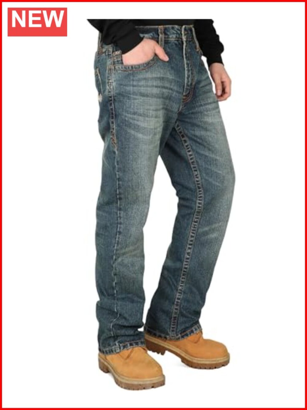 Men's 13.5oz 100% Cotton Denim Boot Cut Work Jeans Relaxed Fit